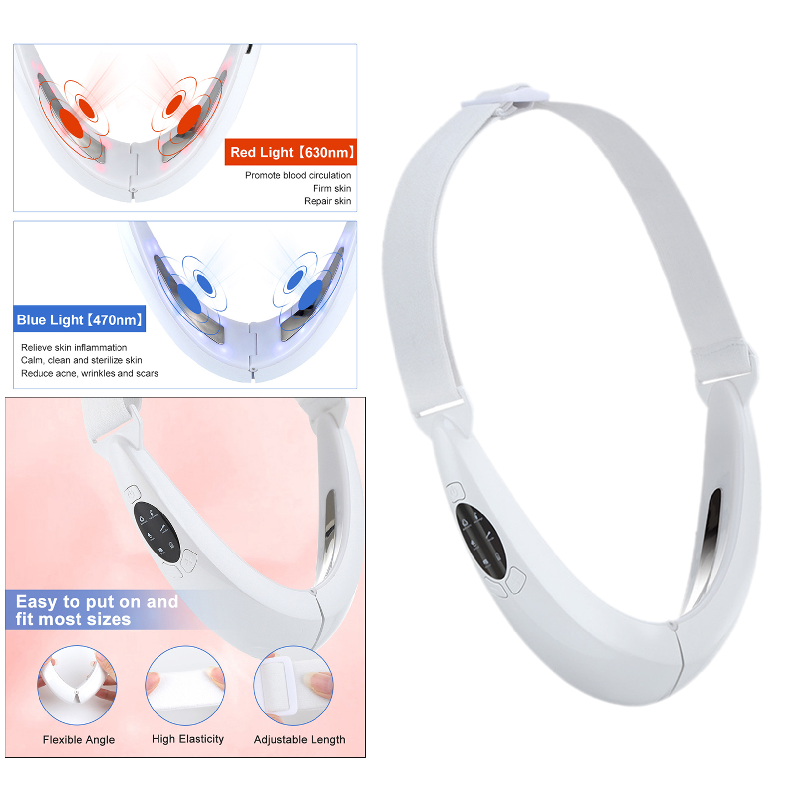 Rechargeable V Face Shaping Massager Firming Slim Red Blu-Ray Beauty Device, Shaping the Perfect V Line Chin 