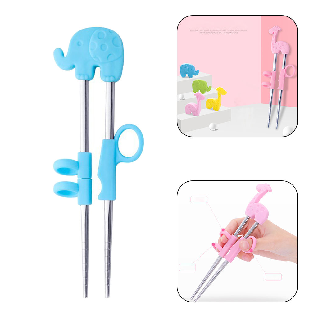 1Pair Stainless Steel Chopsticks For Kids Cartoon Learning Chop Sticks Reusable Training Chopsticks Cute Children Tableware Set