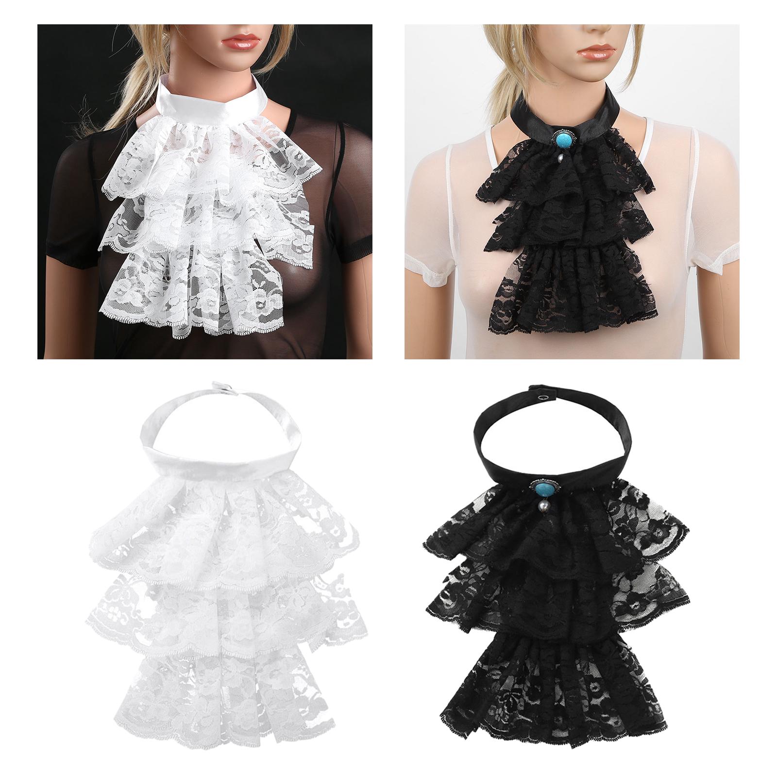 Women Lace Necktie Victorian Steampunk Collar Ruffle Fake False Collar Half Shirt Blouse