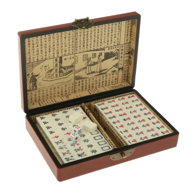 Portable Chinese Mahjong Box Rare 144 Vintage Mahjong Set Travel Party Mini  Game - Board Game - AliExpress