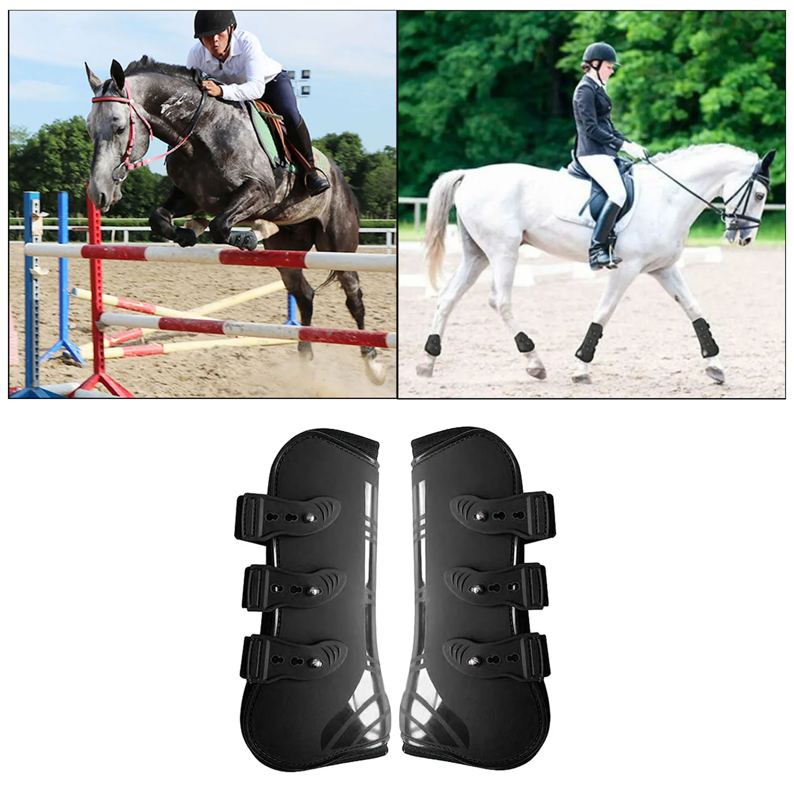 Horse Tendon Boot PU Horse Splint Boots Front Hind Set Front/Rear Horse Bell Boots Legs Equine Protective Gear for Horse Pony