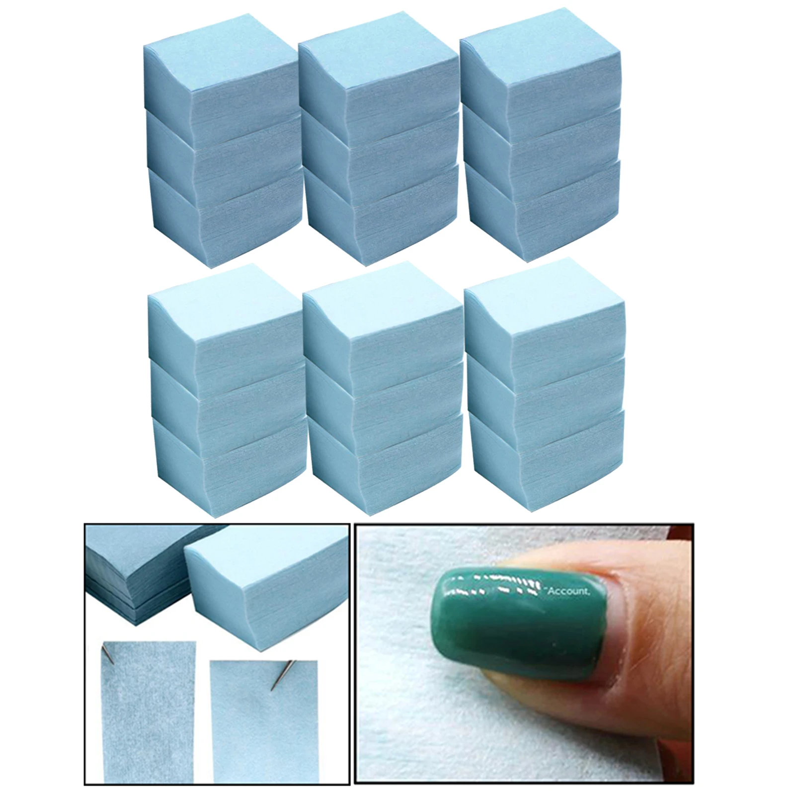 600pcs Blue Acrylic Nail Polish Remover Pads Paper Towels Lint Free Lint-free