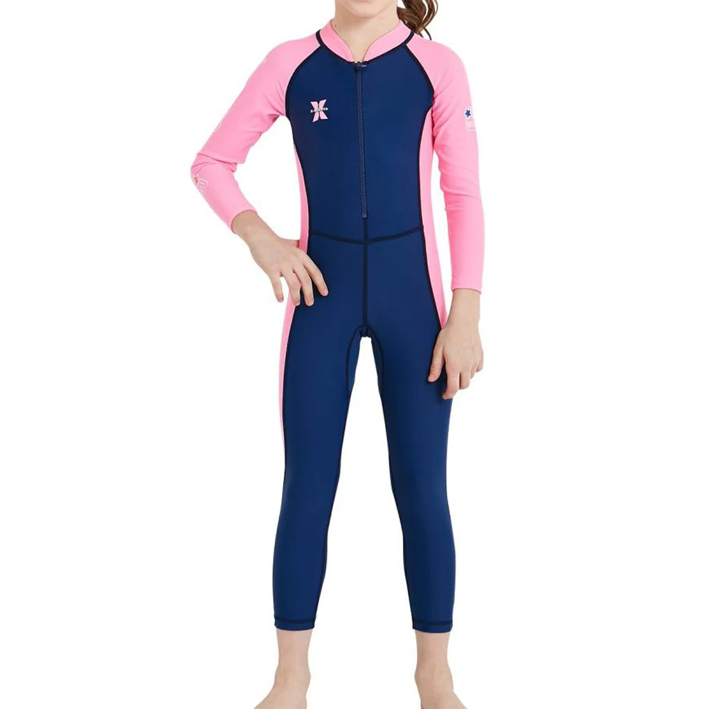 Footful Kids Girls Long Sleeve Wetsuit Beach Surfing Scuba Diving Full Body Swimwear Swimsuit Breathable & Lightweight