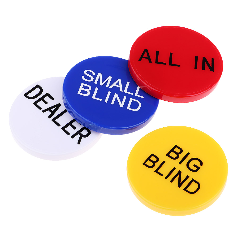 Dealer Button, Little & Big Blind All-in Poker Chips 2 Side w/ Clear Letters