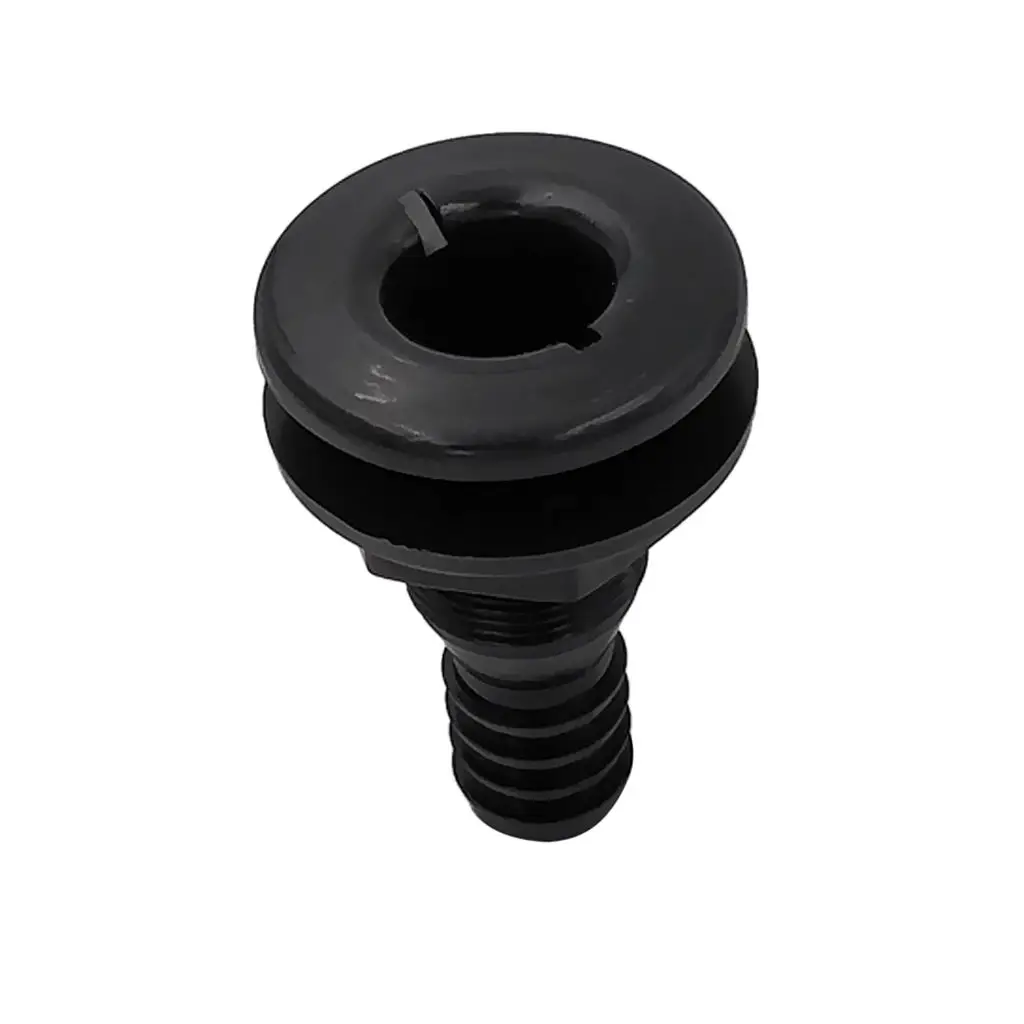 Black Plastic Thru-Hull Bilge Pump and Aerator Hose Fitting for 1` Hose