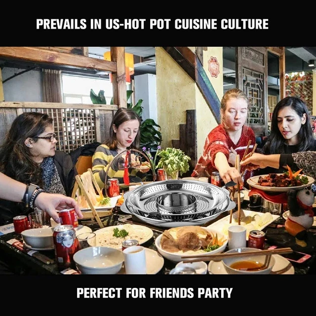 Stainless Steel Rotating Hot Pot Durable Hot Pot With Lifting Stainless  Steel Hot Pot Drainage Basket Magnetic Free cookware set - AliExpress