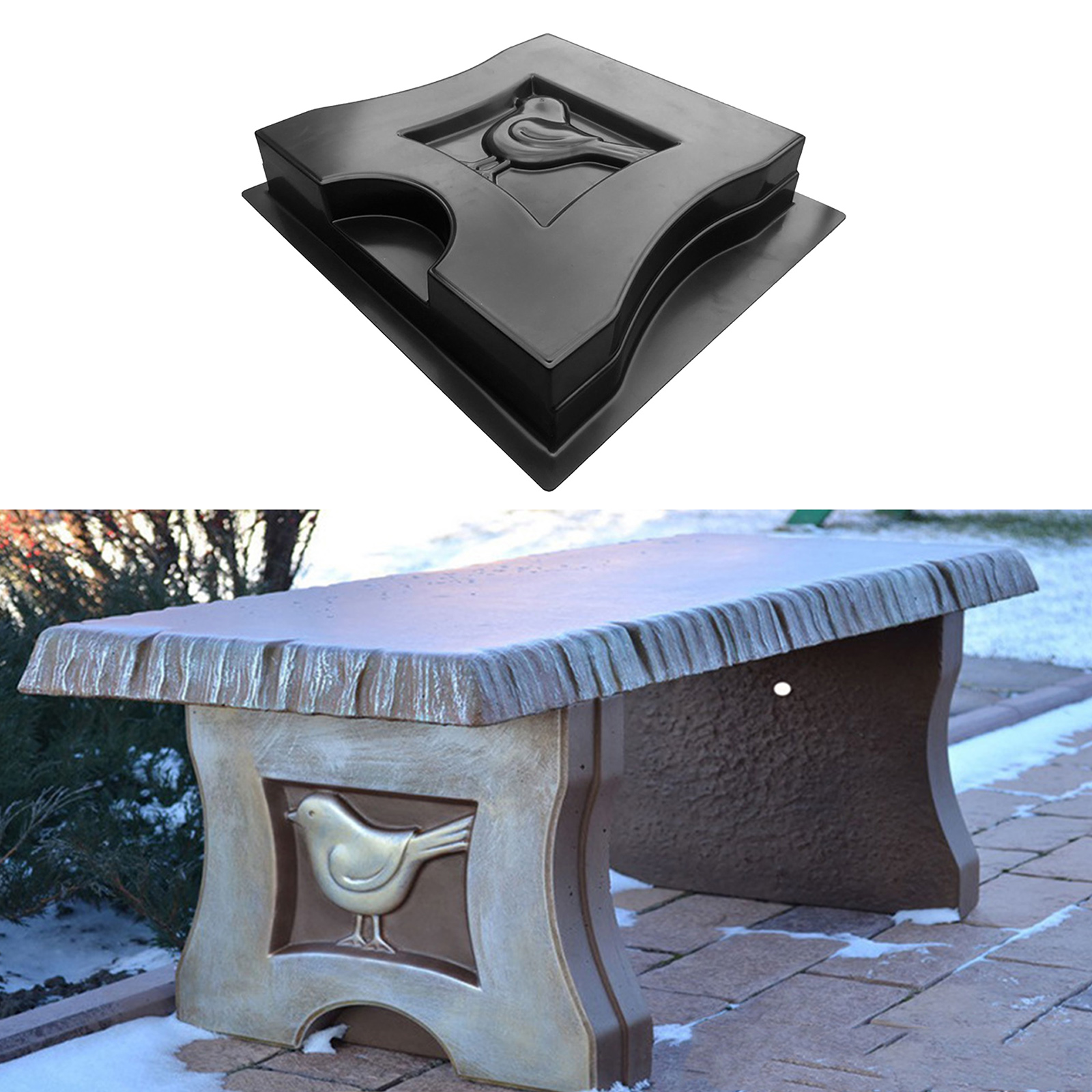 Black Bench Leg Mould Bird Shaped DIY Concrete Garden Patio Garden Benches