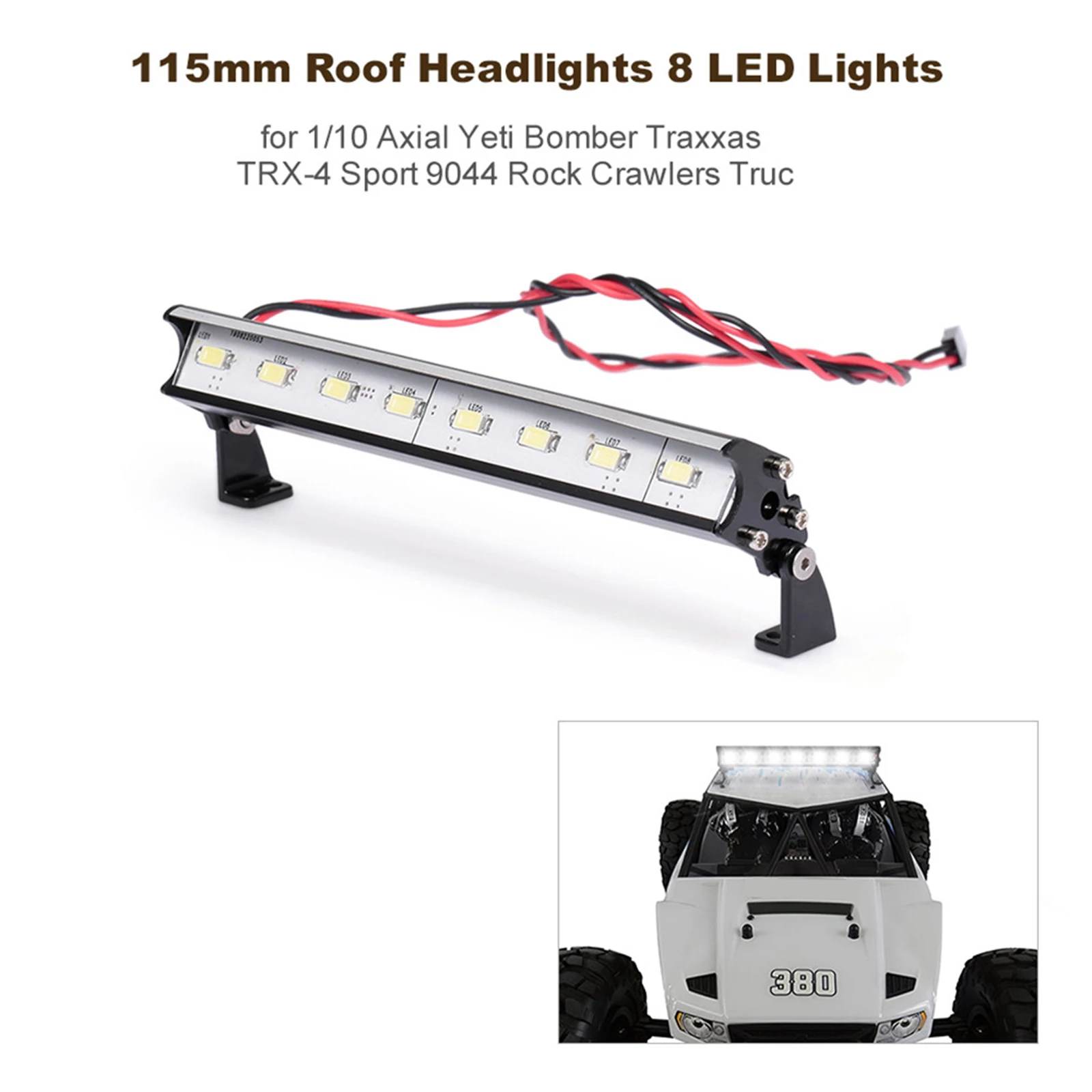 115mm 1:10 Roof Headlights RC Off-Road Dome 8 LED Lights for 1/10 Axial Bomber Traxxas TRX4 Sport 9044 Rock Crawlers Truck