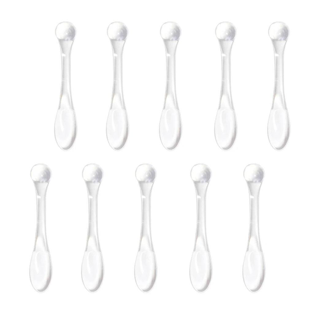 10Pcs Mini Cosmetic Spatula Mixing Sampling Facial Cream  Spoon Clear