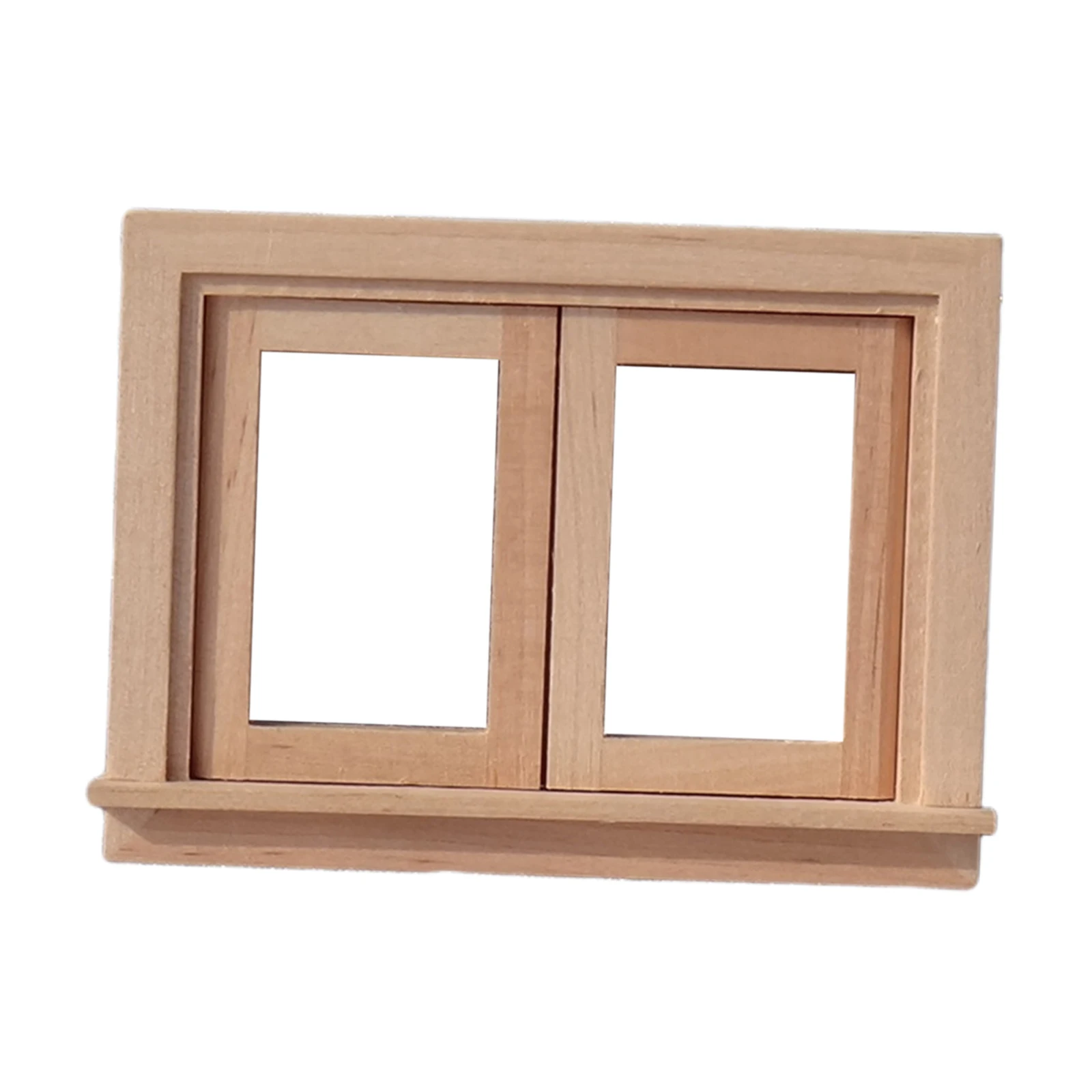 1/12 Dollhouse Miniature Wood Window with Two Panes Building Kit Life Scene DIY Accessories Pretend Toys Playset