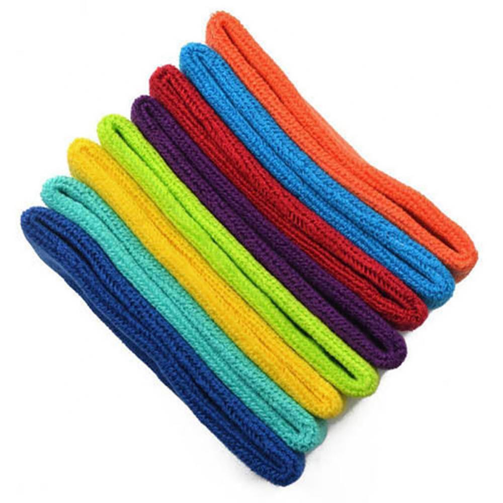 Summer Sport Sweatband Women men Headband Yoga Gym Stretch Solid Color Safety Towel Tennis Badminton Basketball Hair Band
