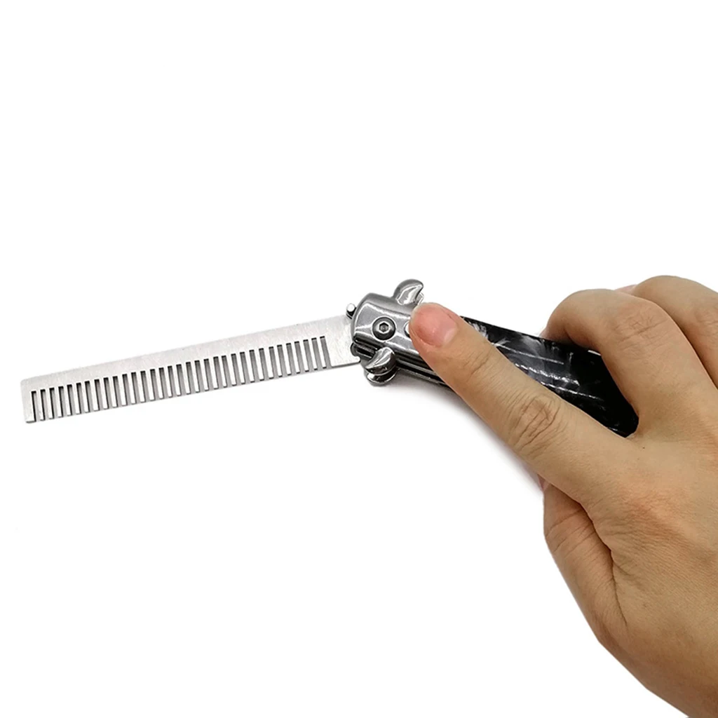 Metal Spring Push Button Comb Hairdressing Tool Trimming Pocket Size Brush