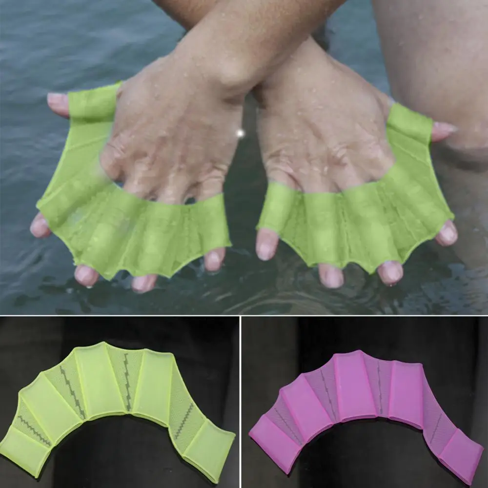 baskciry Hydra Hand-Frog Silicone Hand Swimming Fins Handcuffs Flippers Swim Palm Finger 