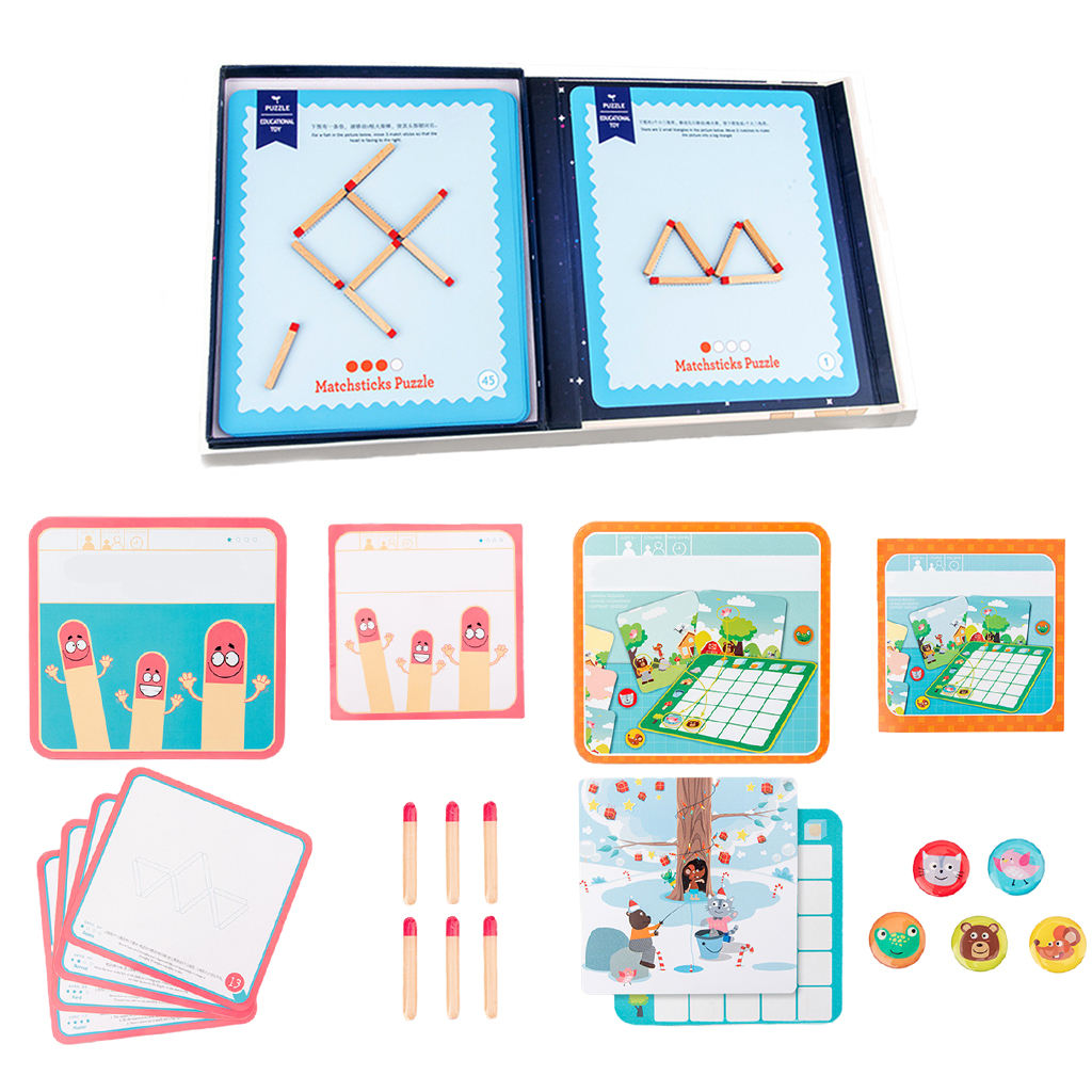  Wooden Children Logical Thinking Set Tool Educational Montessori