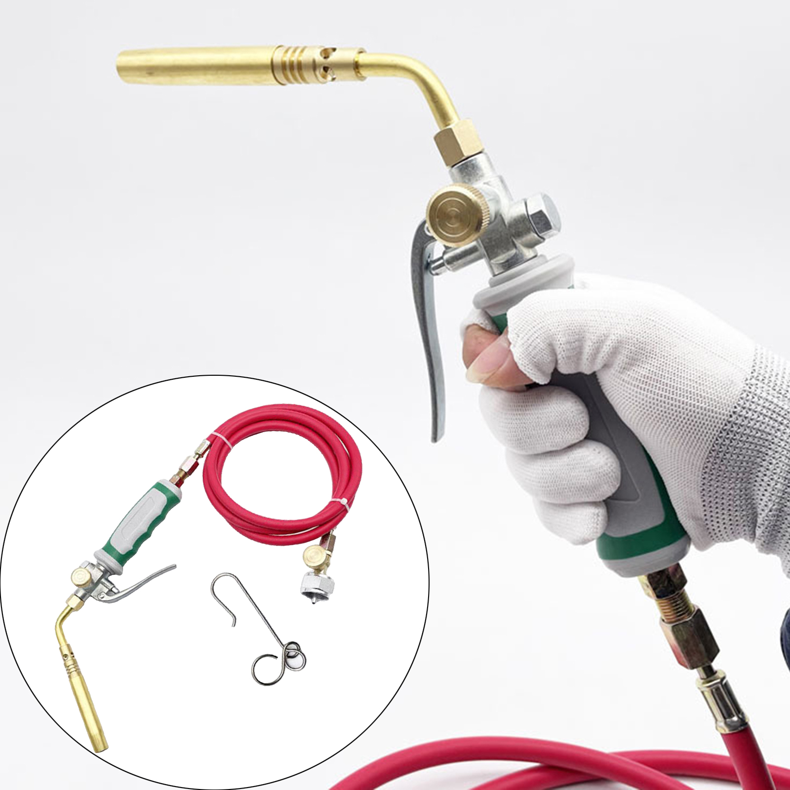 Gas Brazing Torch MAPP Propane Gas for Brass Aluminum Alloy ABS Braze Soldering Welding Torch Outdoor Picnic with 1.6m Hose