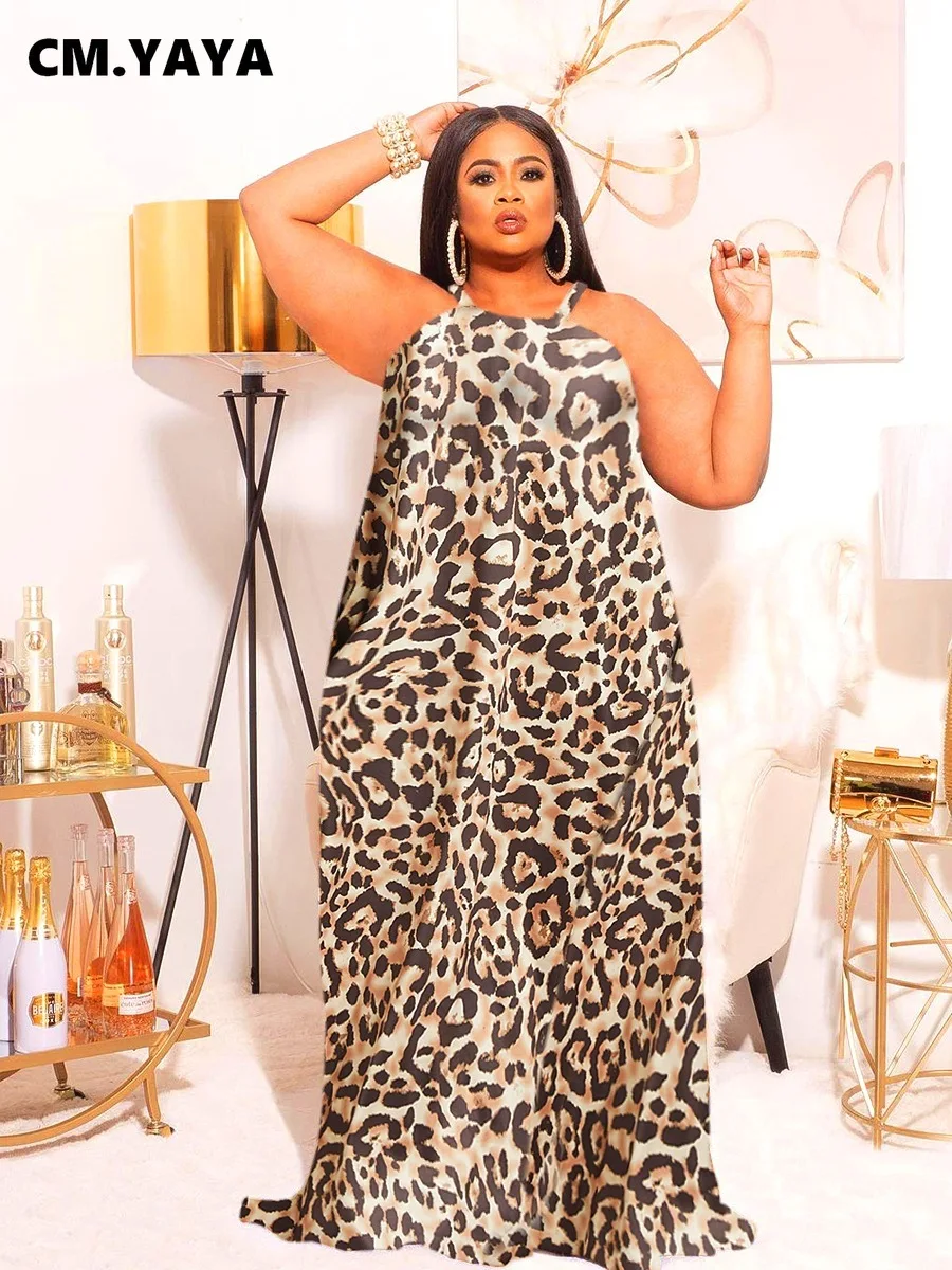  Women Plus Size Dress Leopard Print Halter Backless Loose Straight Maxi  Dresses Sexy Vestidos Summer (without Sashes)|Plus size Dresses| -  AliExpress