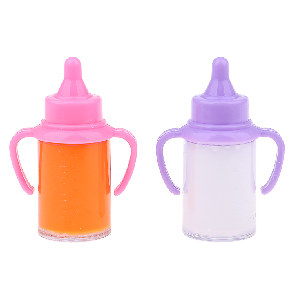 Newborn Baby Doll Magic Feeding Bottle Milk Carrot Juice Bottle With Two Handles Liquid Disappearing Drinking Bottle 2 Pieces