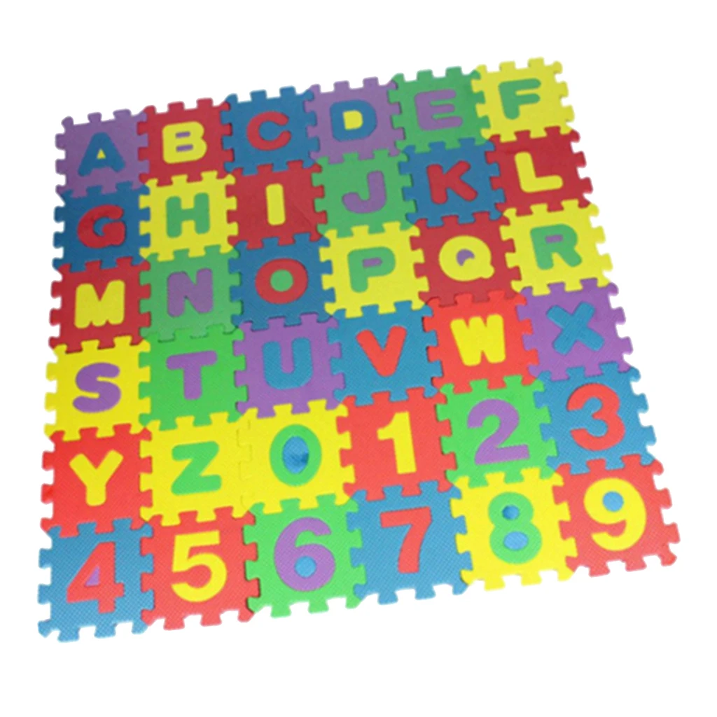 36pcs Eva Foam Soft Tile Mat Safe Playmat Toy Interlocking Puzzle Rug Multicolor