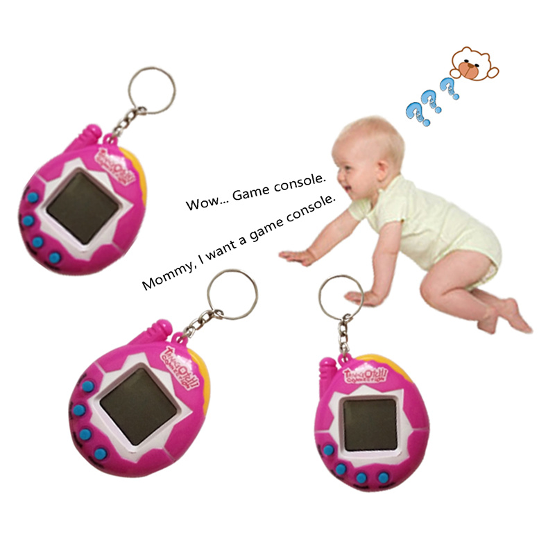 Electronic Digital Pet Game Machine, Handheld Virtual Pet Game with Keychain for Boys, Girls (Color Of The Button Is Random)