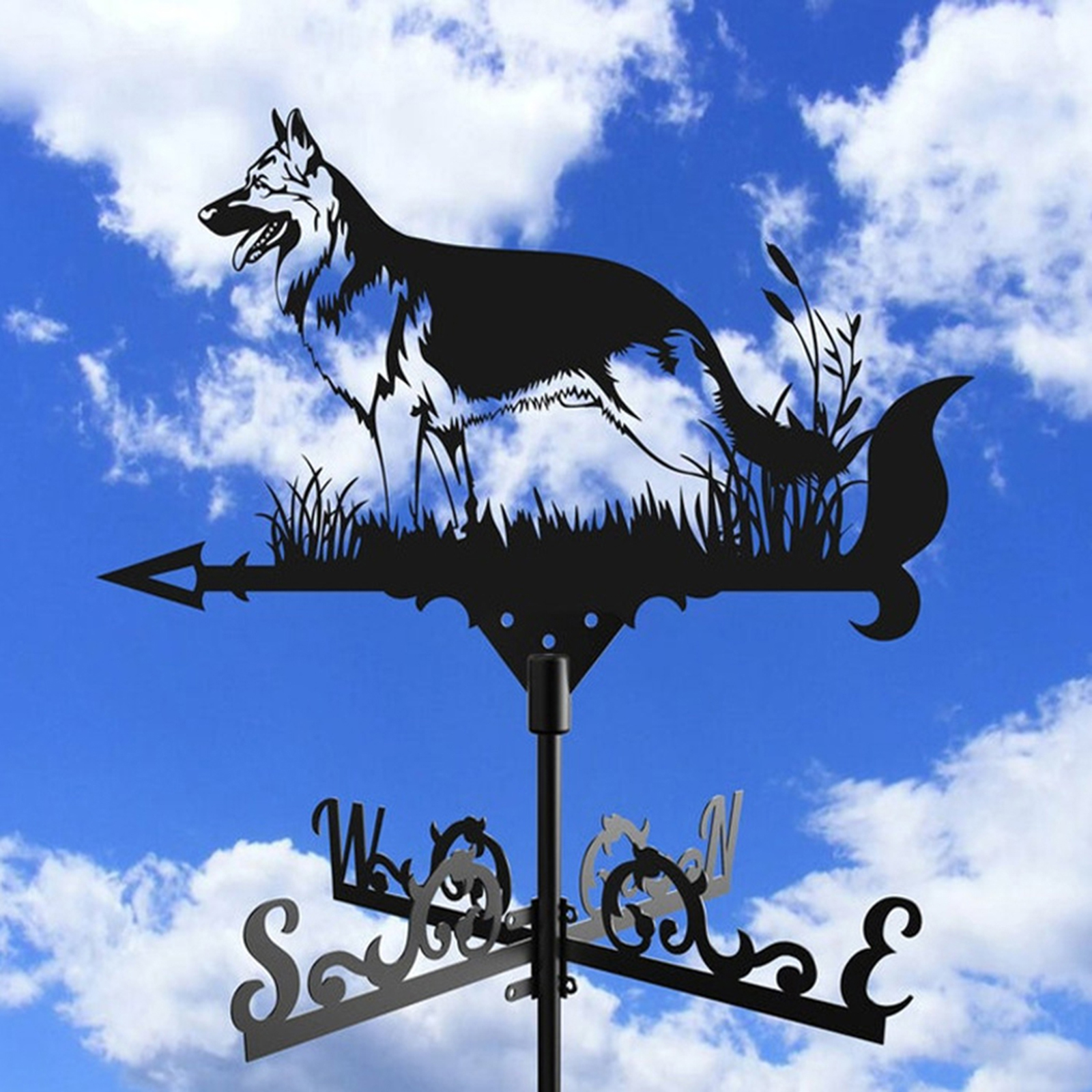 Weather Vane Vain Ridge Mount Roof Dog Shape Weathervane Direction Indicator