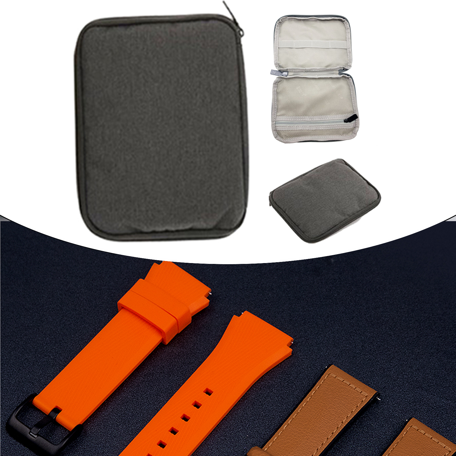 Portable Nylon Watch Strap Organizer Storage Bag Plain Anti Scratch Zipper Watchband Bracelet Carrying Holder Pouch