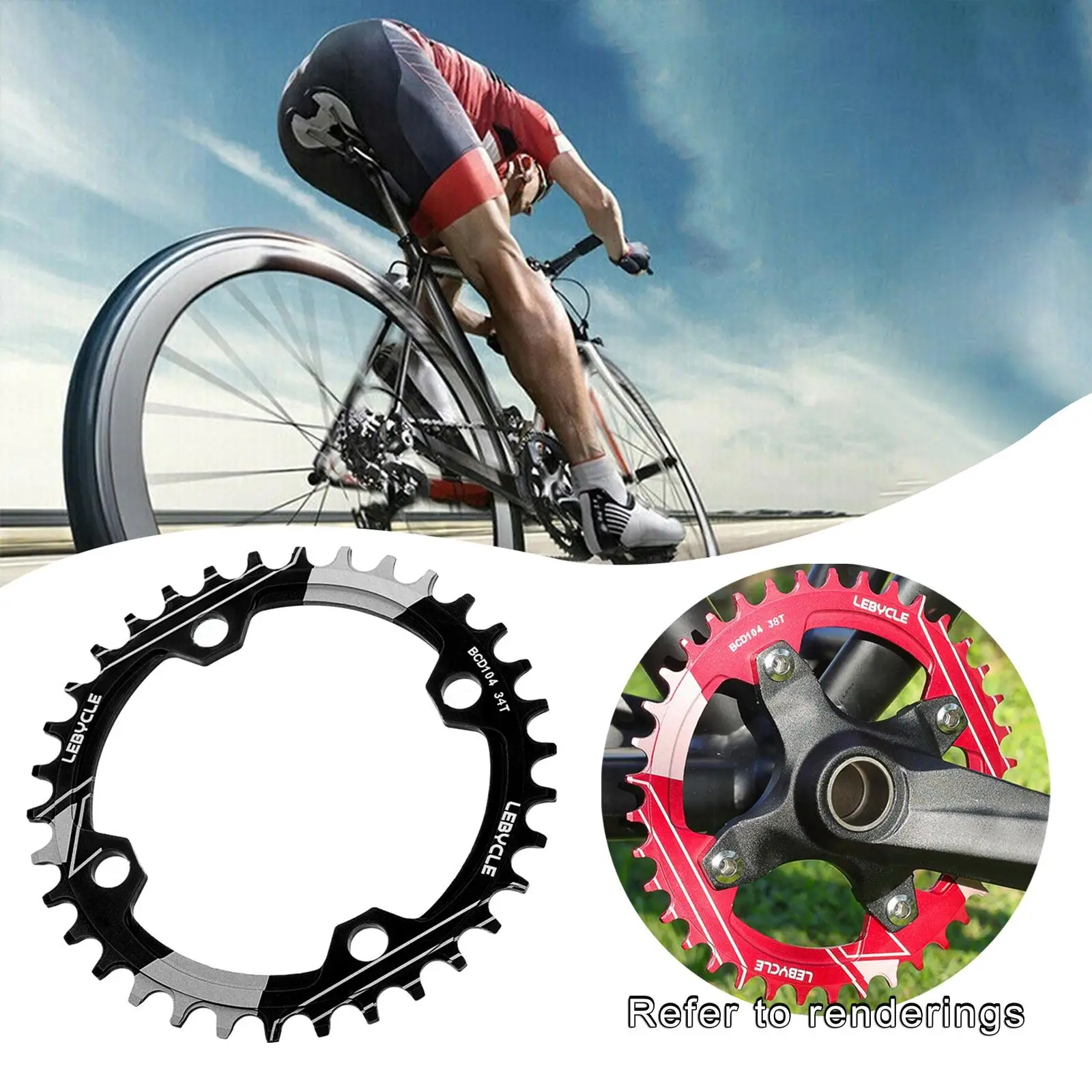 Round Mtb Chainring 104 BCD Narrow Wide Bike Crankset 32T 36T 38T 34 Teeth 104BCD Crown Mountain Bicycle Plate Chain Ring