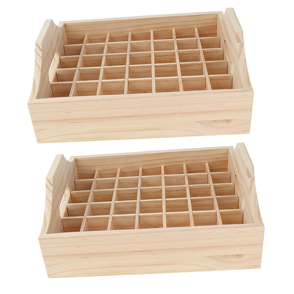 2 Pieces Wooden Essential Oil Display Stand Holder Storage Box Case Tray Organizer Holds 42 Bottles 5 10 15 20ml