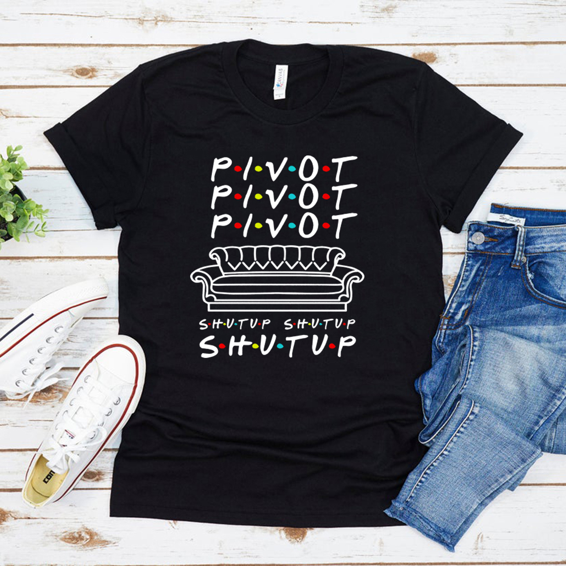 Pivot Shut Up Shirt Pivot Friends TV Show T-Shirts Harajukut Streetwear Damen Top Casual Plus Size Friends Graphic Tees – Detail 9
