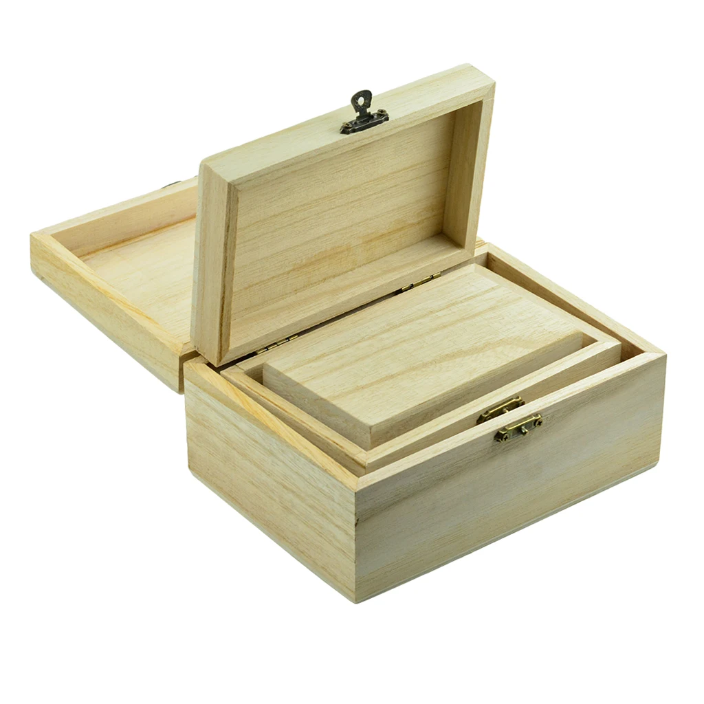 3 Sizes Plain Wooden Box Small Wood Hinged Memory Box, Jewelry Box, Wood Storage