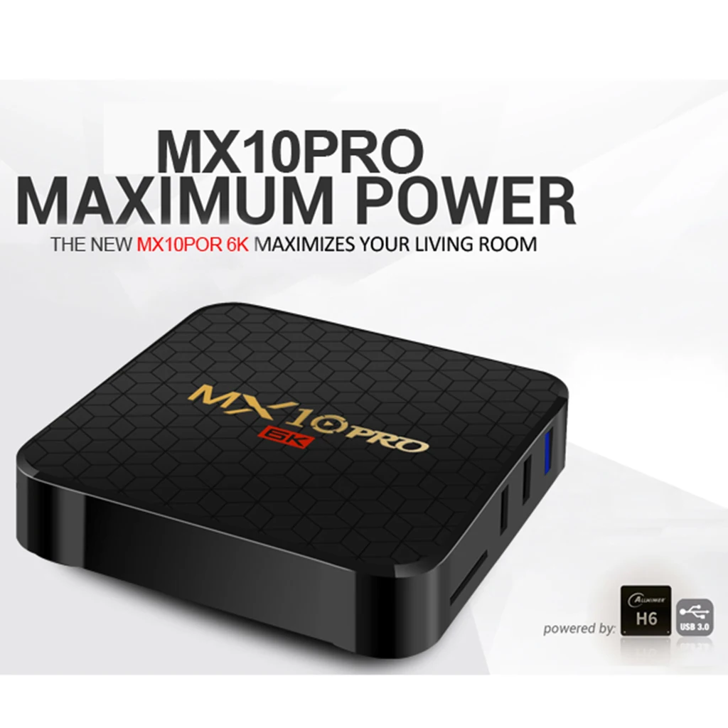 mx 10 pro h6 4+32GB Smart TV Box Octa Core Android 9.0 Dual-band WIFI 6K EU