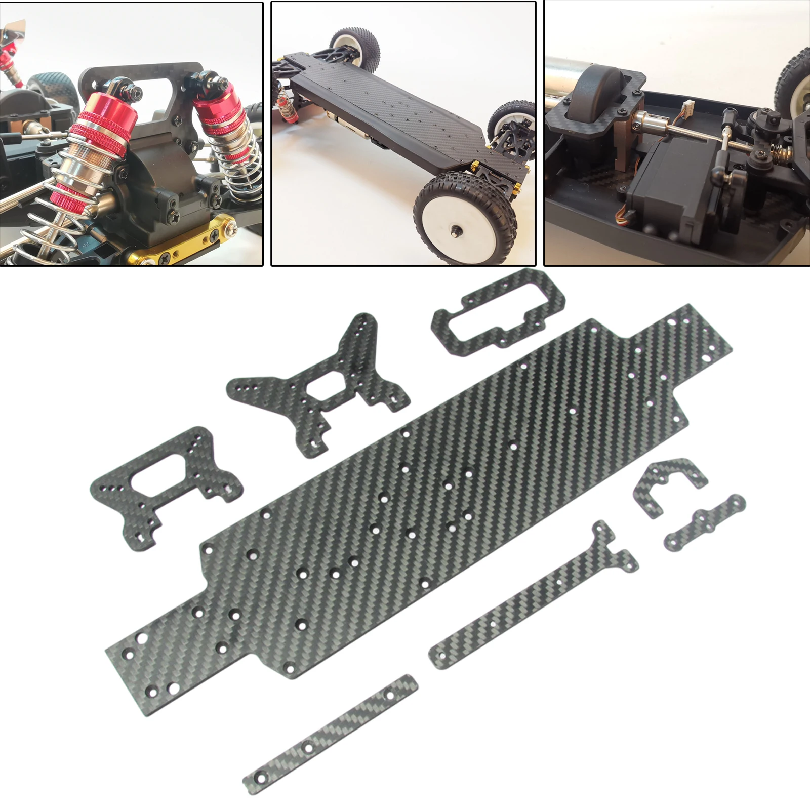 1:10 Remote Control Carbon Fiber Front & Rear Shock Tower,Main Chassis for Wltoys 104001 Crawler
