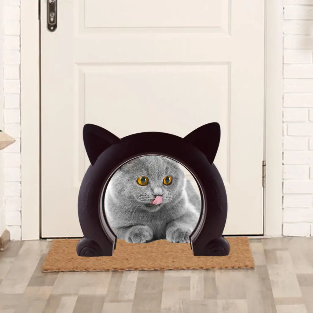 Cute Cat Door, Pet Door with Screws Kitty Interior Door Hole Pass for Small Medium Large Cats Hidden Litter Box Room Access