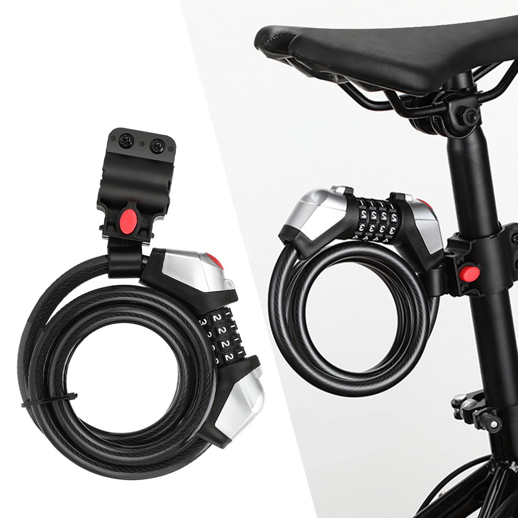 Bicycle Cable Lock Bike Security Anti-Theft Combination MTB Road Accessories 4 Digit Resettable Combination Code Lock
