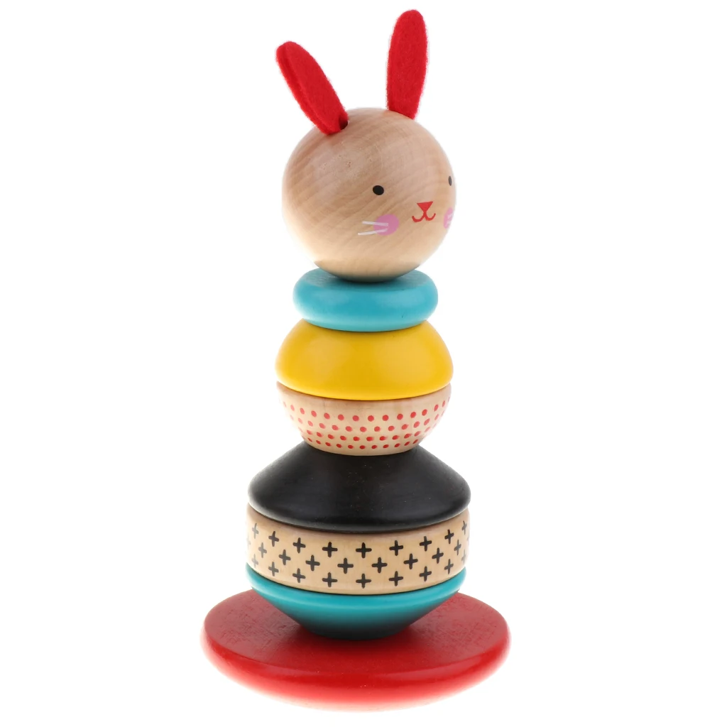Baby Stacking Rabbit Roly Poly Wooden Toy for Early Developmental Toys
