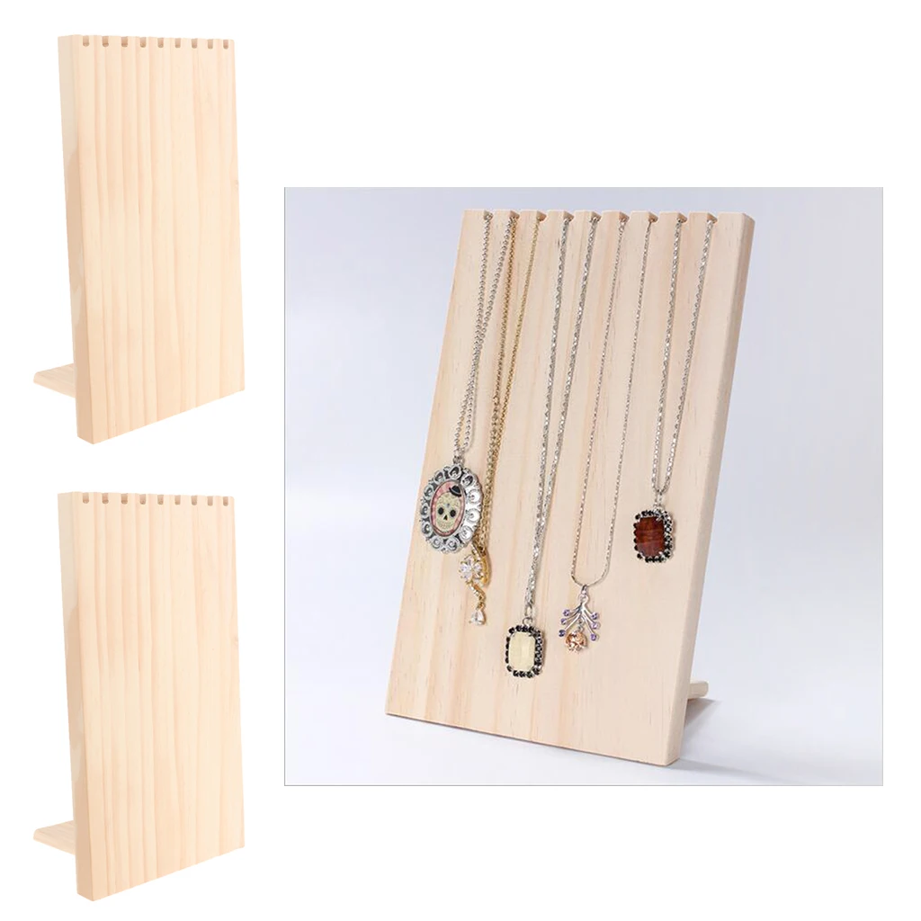 2x Wood Jewelry Display Hanging Rack Stand Pendant Necklace Organizer Holder