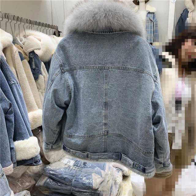 Lamb Fur online Collar Slim Short Jean Jacket W