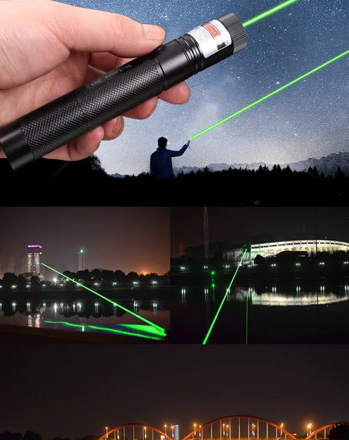 LED 303 Laser Pointers Green Beam Laser Pointer Star Pattern Filter pen  Adjustable Focal Length Safe Key Laser+4200mah 18650 Battery+Charger 