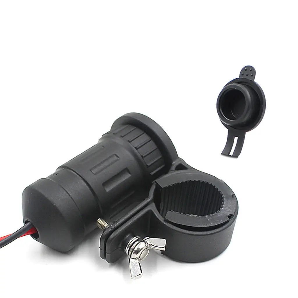12V 24V Waterproof Motorcycle Cigarette Lighter Power Port Plug Outlet Socket Universal for 22-30mm Diameter Handlebar