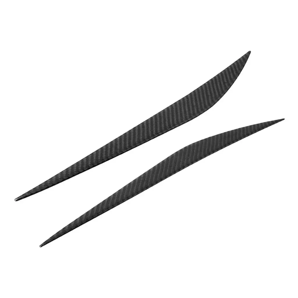 Compatible with Carbon Fiber Headlight Eyebrow Eyelid Cover Trim for  3 Series F30 2013 2014 2015 2016 2017 (2PCS Black