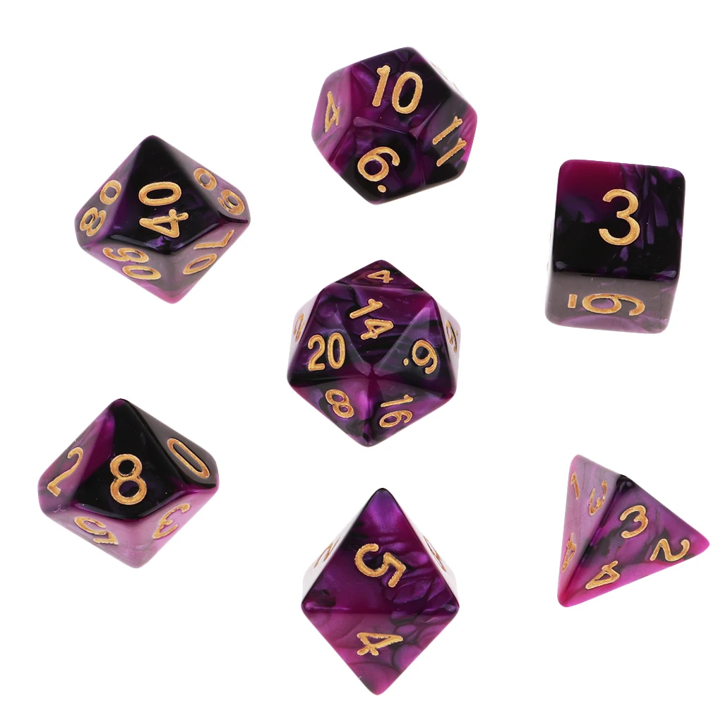 7Pcs Two Color Polyhedral Dice Die for DND RPG MTG Funny Game Supplies