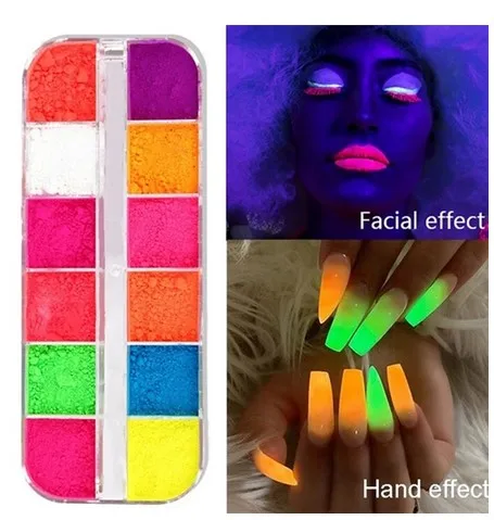 12 Colors/Box Fluorescent Neon Pigment Eye Shadow Makeup Palette Glitter Shimmer Eyeshadow Face Body Nail Art Cosmetics Tools