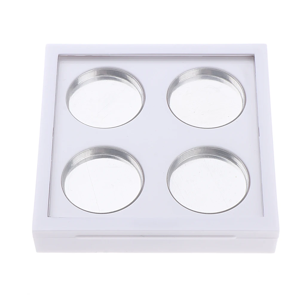 White Empty Eyeshadow Container 4 Round Grids Palette DIY Blush Powder Case