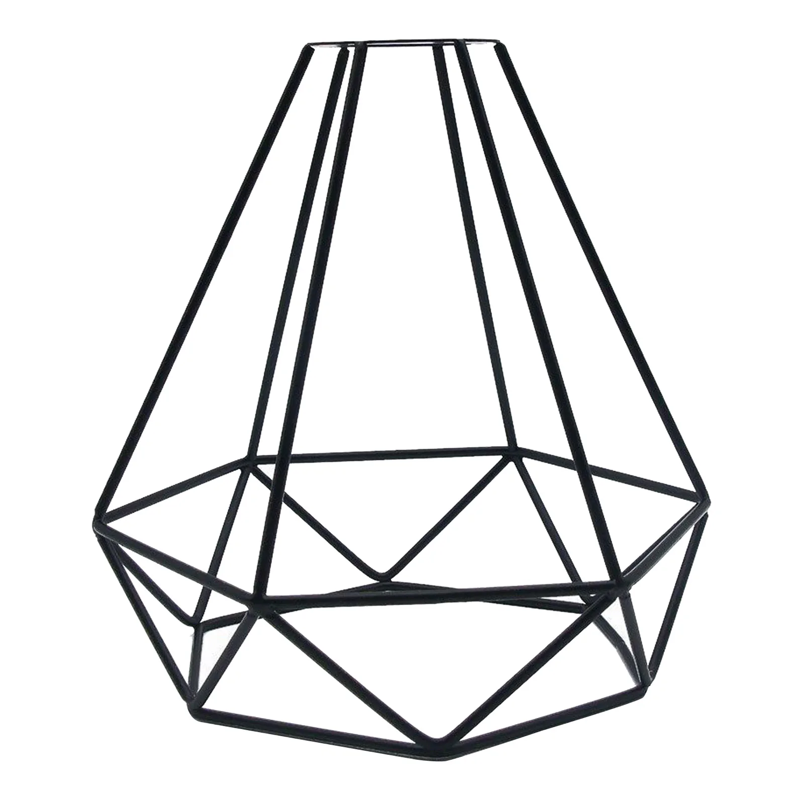 Lampshade Only Retro Metal Wire Cage Diamond Shaped Hanging Pendant Light Shade Chandelier Lamp Cover Without Bulb