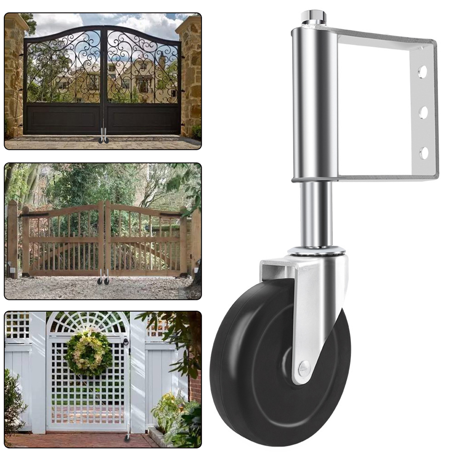 Spring Loaded Fences Door Gate Caster Gate Wheel  Tool Silver