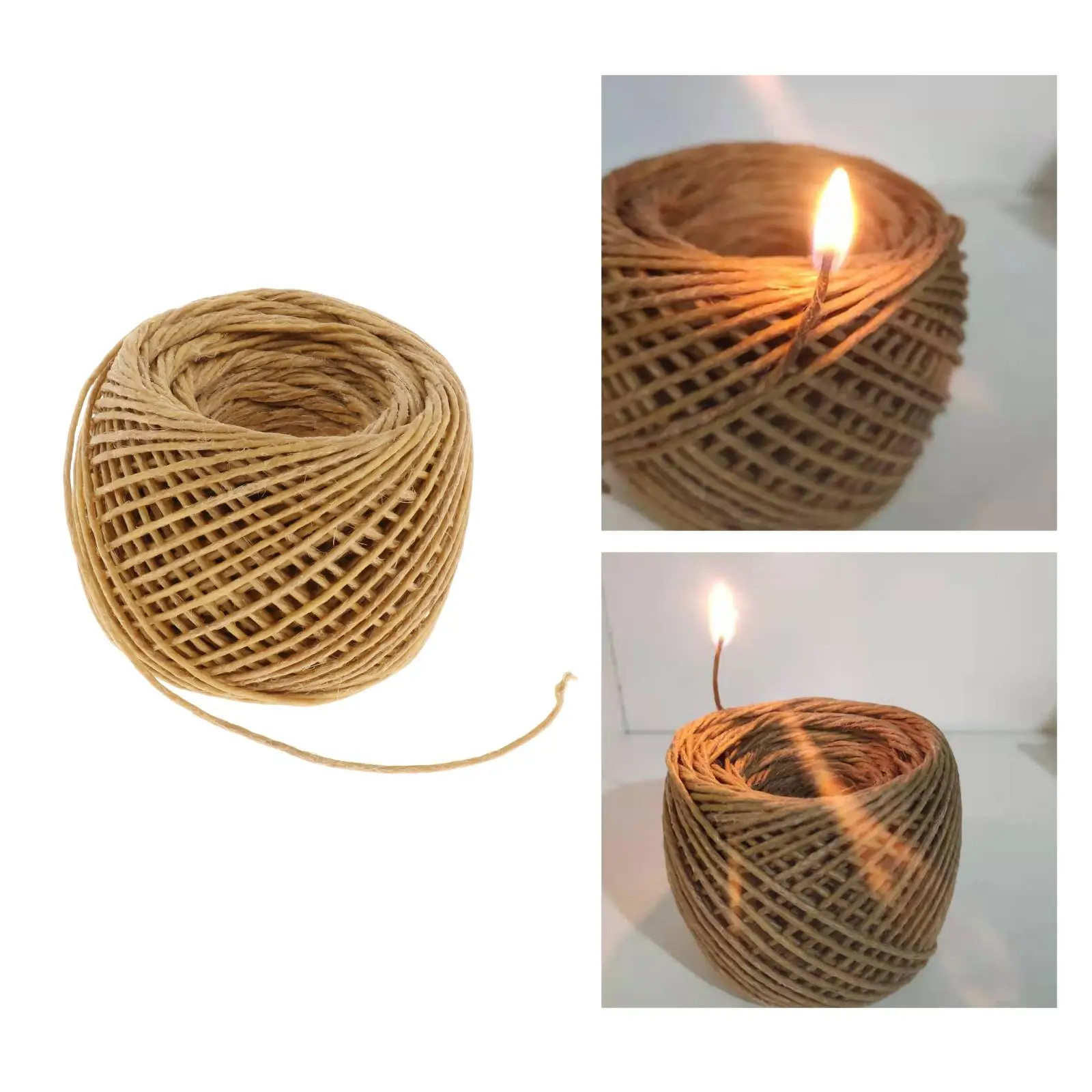 Organic HempWick Natural Beeswax Coating Candle Wick DIY Crafts Natural Fiber 61m/200ft Length