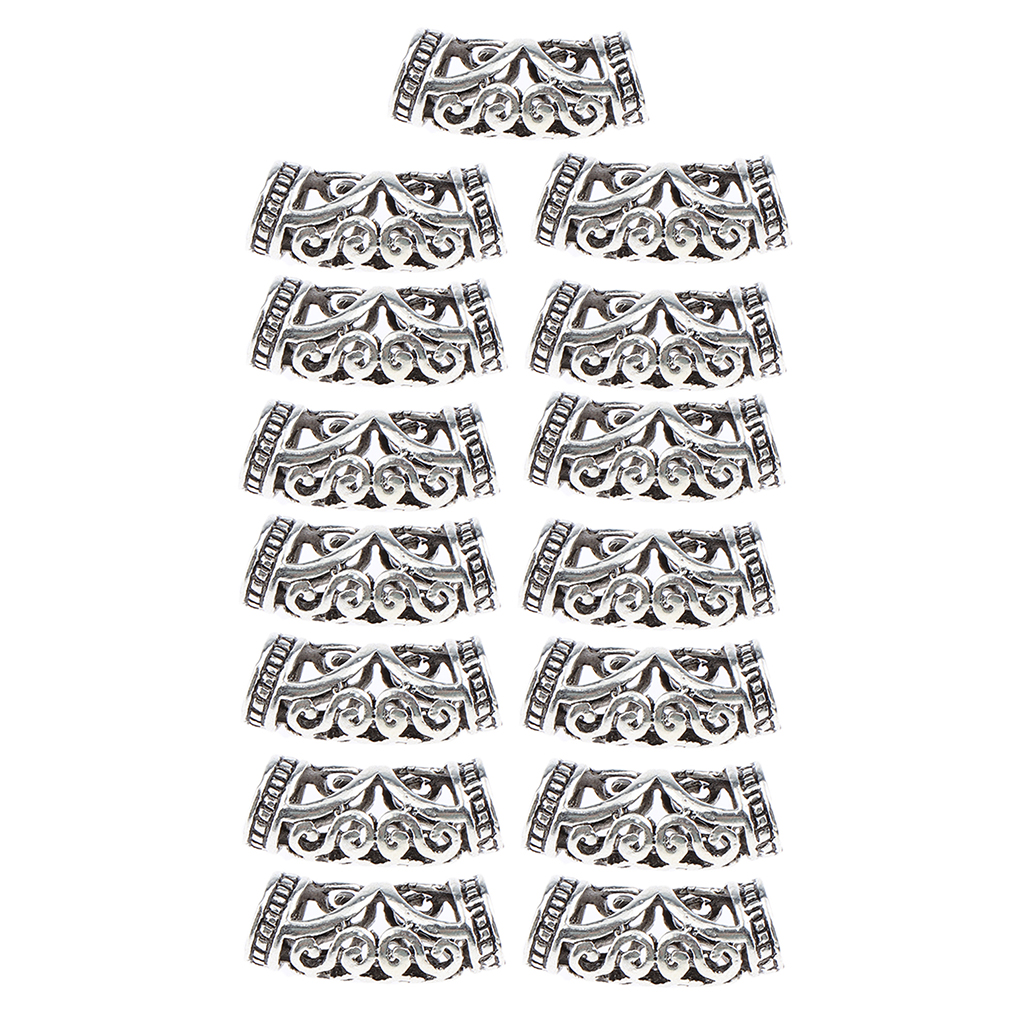 15 Pieces Hair Tube Beads Dreadlocks Beads Hair Braiding Jewelry Hair Decoration Accessories DIY Tibetan 2 Styles