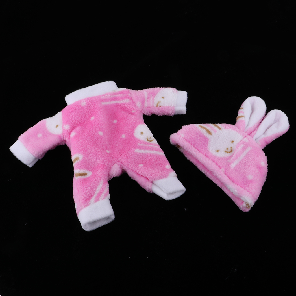 2pcs Jumpsuit with Rabbit Hat Clothes Set for 25cm Mellchan Baby or 9-11inch Reborn Doll