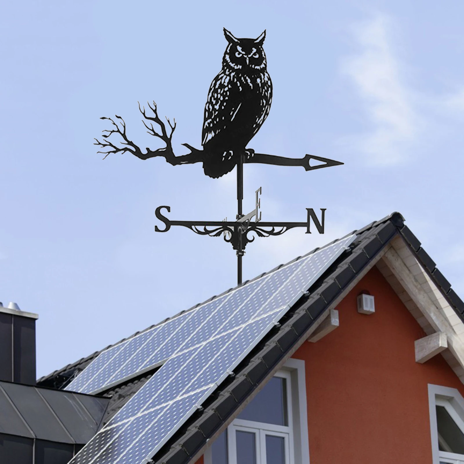 Practical Owl Weathervane Roof Mount Weather Vane Yard Farm 30inch Tall