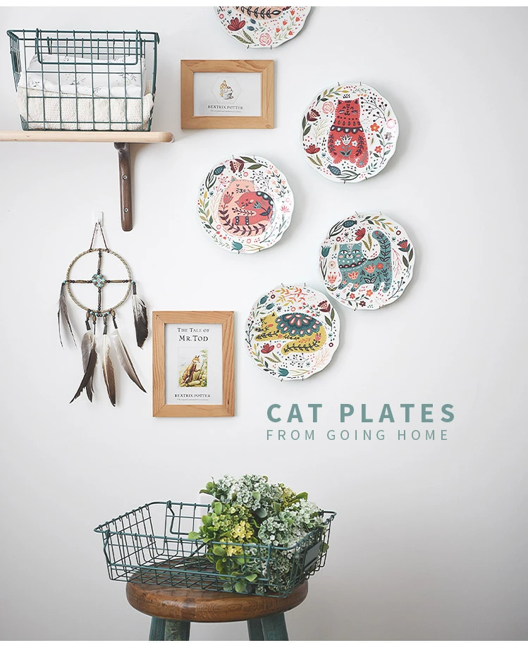 handmade decorative cat plates for cat mom