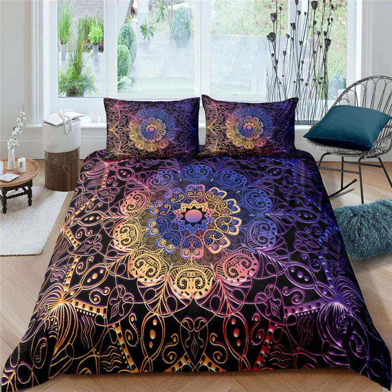 Bohemian Luxury 3D 2/3pcs Boho Mandala Bedding Set Twin Queen King Size Comforter Duvet Quilt Cover and Pillowcase Home Textile